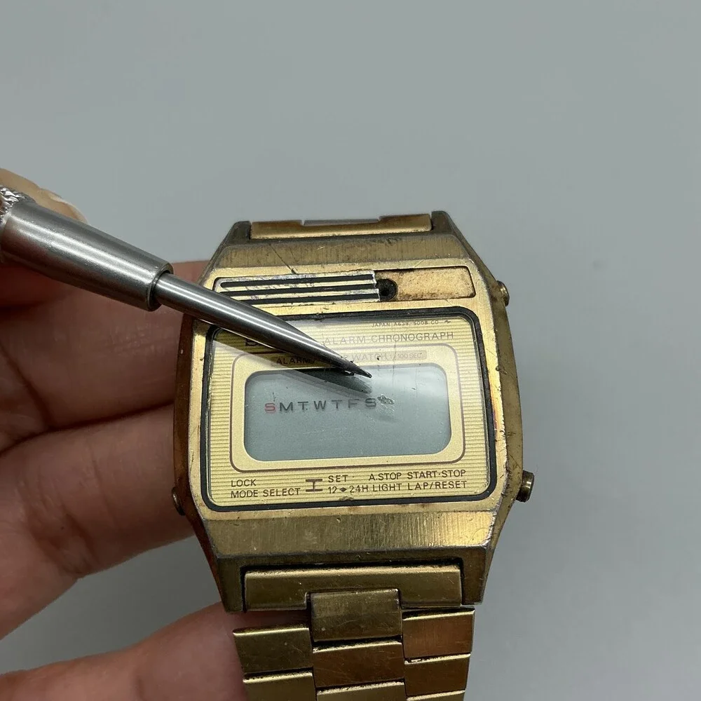 Vtg Seiko A639-5009 Chronograph Mens Watch 33mm Gold Tone For Parts Not Running